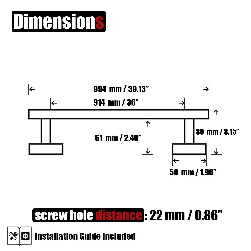 Jqk Bath Towel Bar Gold, 36 Inch 304 Stainless Steel Thicken 1Mm Towel Rack Bathroom, Towel Holder Brushed Golden Wall Mount, To